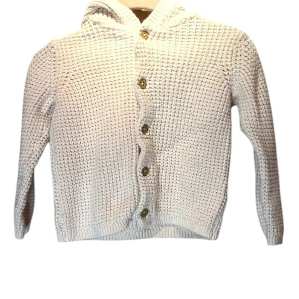 Carters Baby Girls Chunky Knit Button Up Hooded Cardigan Size 12 Months Pink